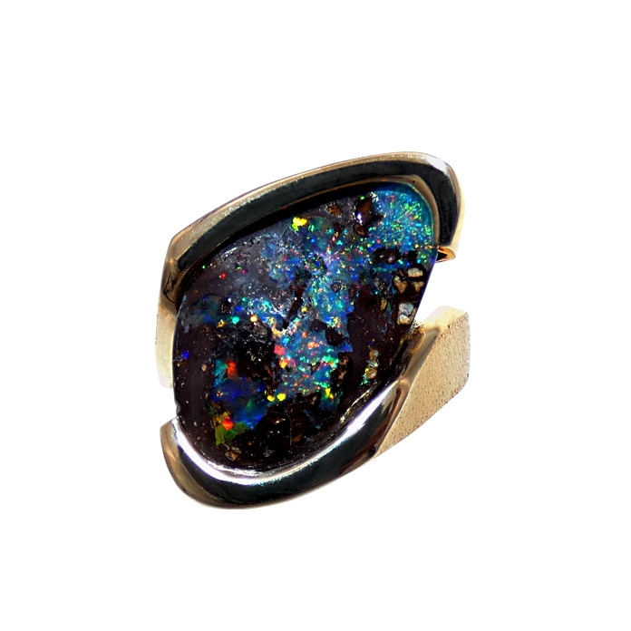 Channel Set Ring
Item# KRY-BO-1266
Designer: Grace Koorey
Stone: Australian Boulder Opal
Setting: 14KYG = 10dwt